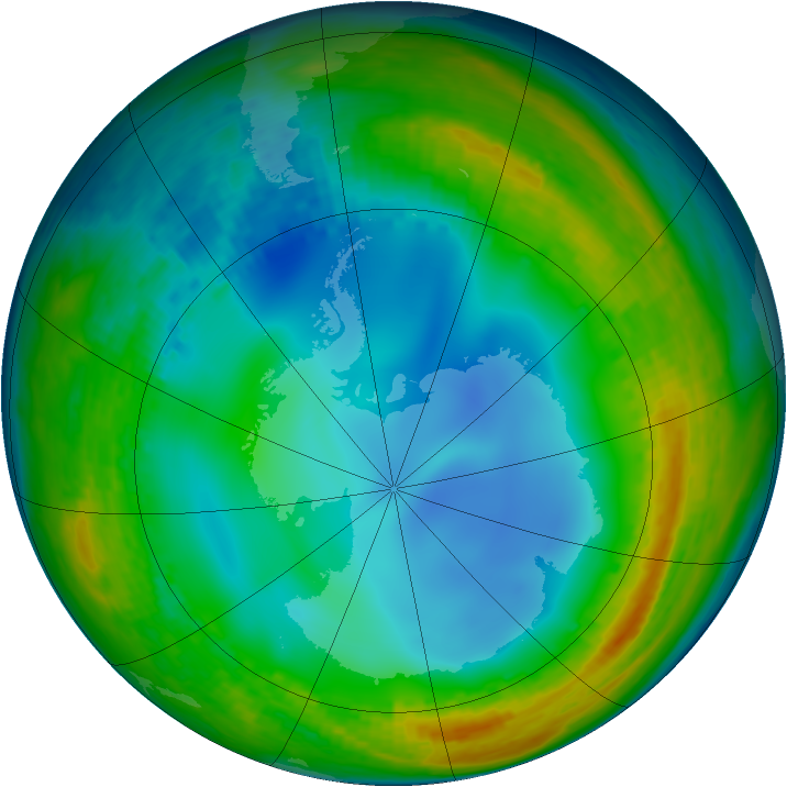 Antarctic ozone map for 10 July 2002